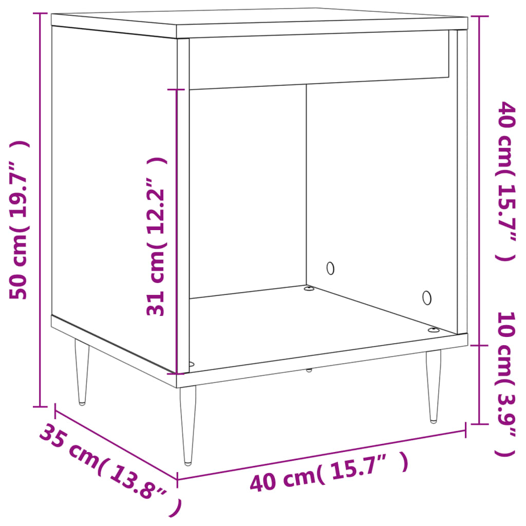 vidaXL Bedside Cabinets 2 pcs White 40x35x50 cm Engineered Wood