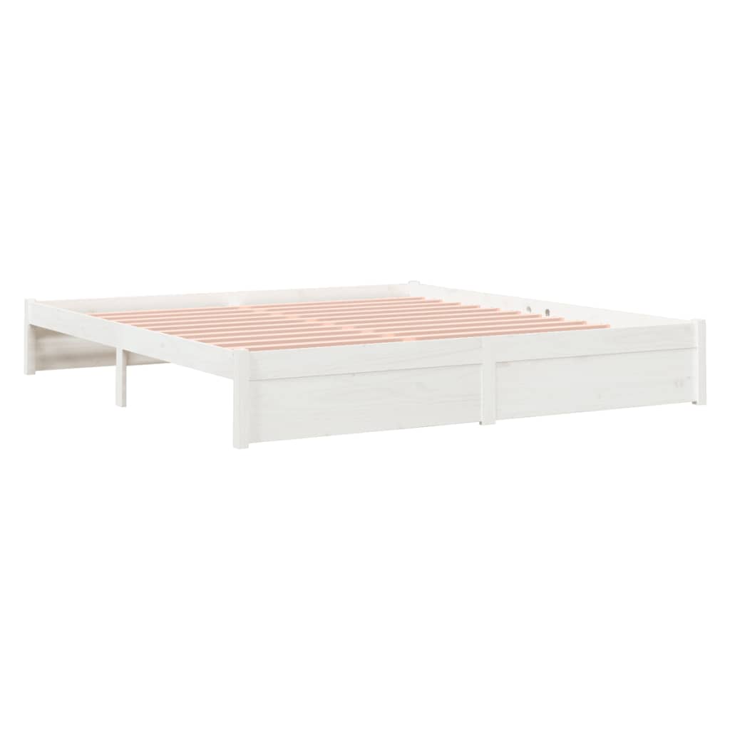 vidaXL Bed Frame without Mattress White Solid Wood 180x200 cm Super King