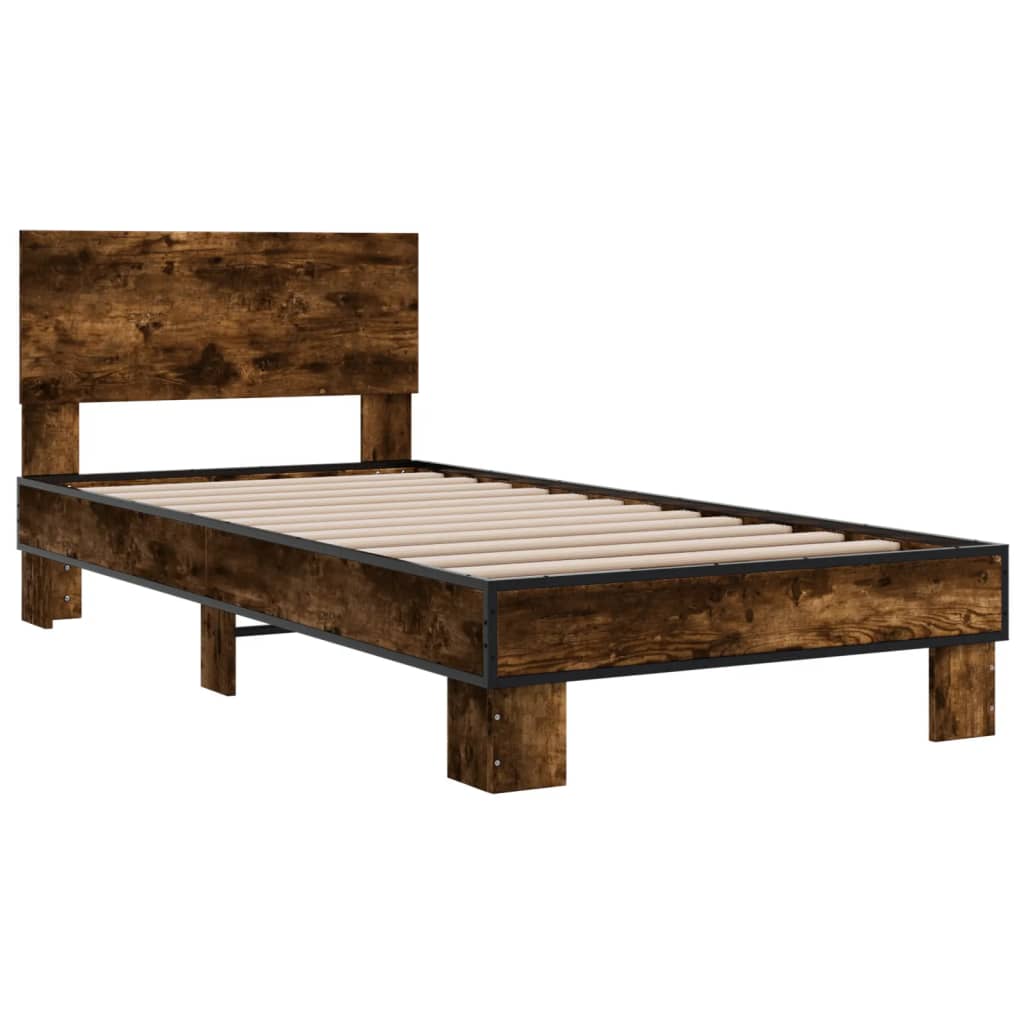 vidaXL Bed Frame without Mattress Smoked Oak 100x200 cm