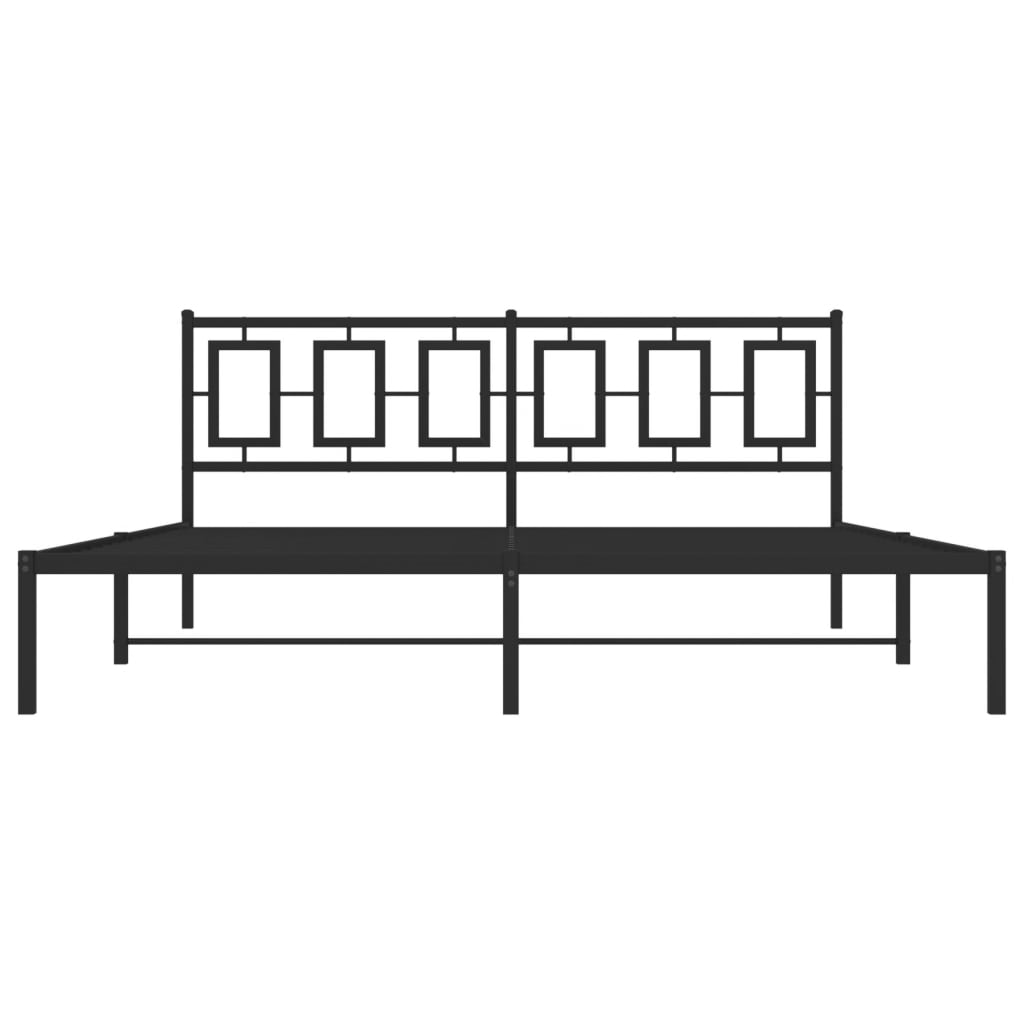 vidaXL Metal Bed Frame without Mattress with Headboard Black 183x213 cm