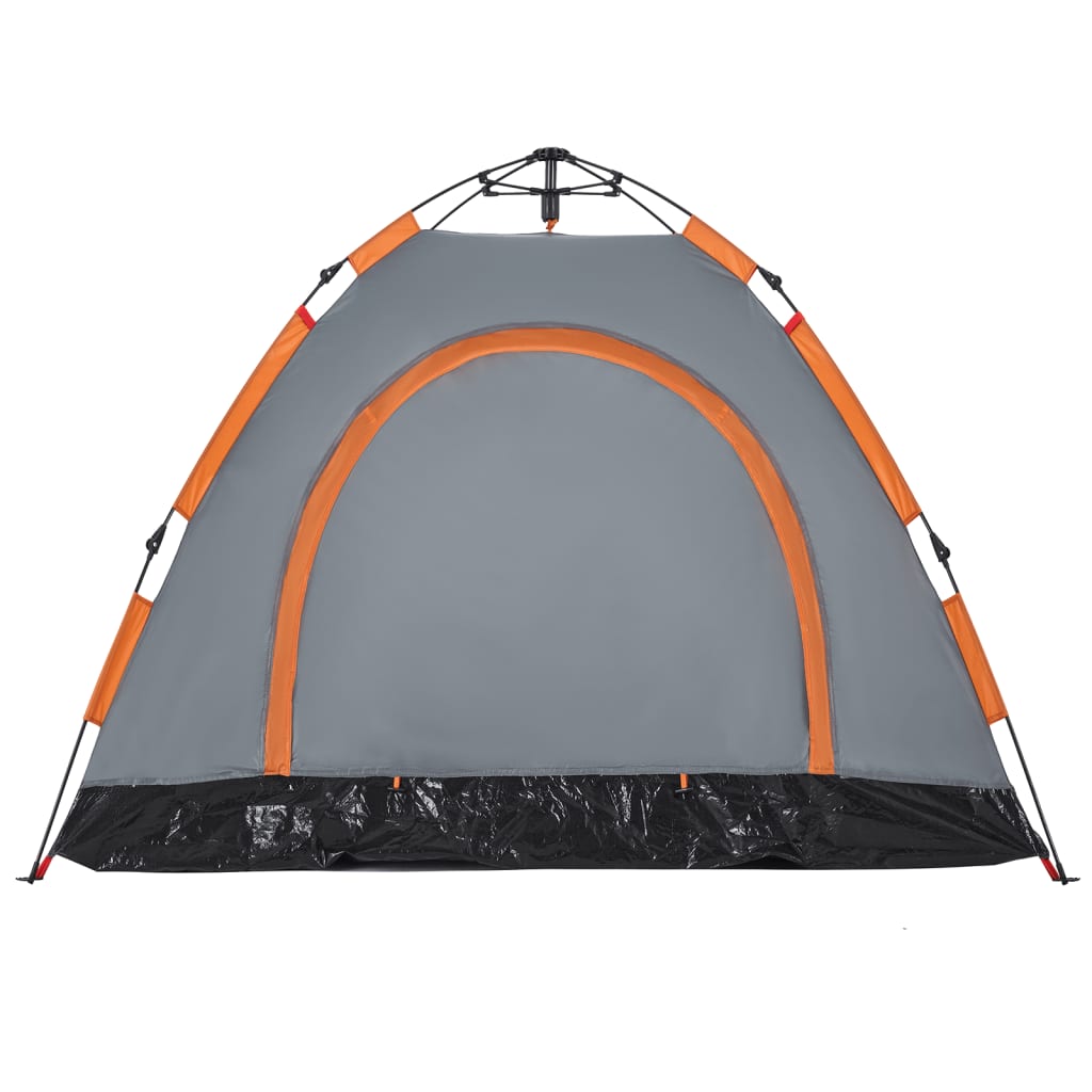 vidaXL Camping Tent 3-Person Grey and Orange Quick Release