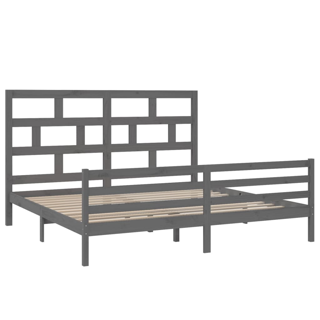 vidaXL Bed Frame without Mattress Grey Solid Wood 200x200 cm (810452+814216)