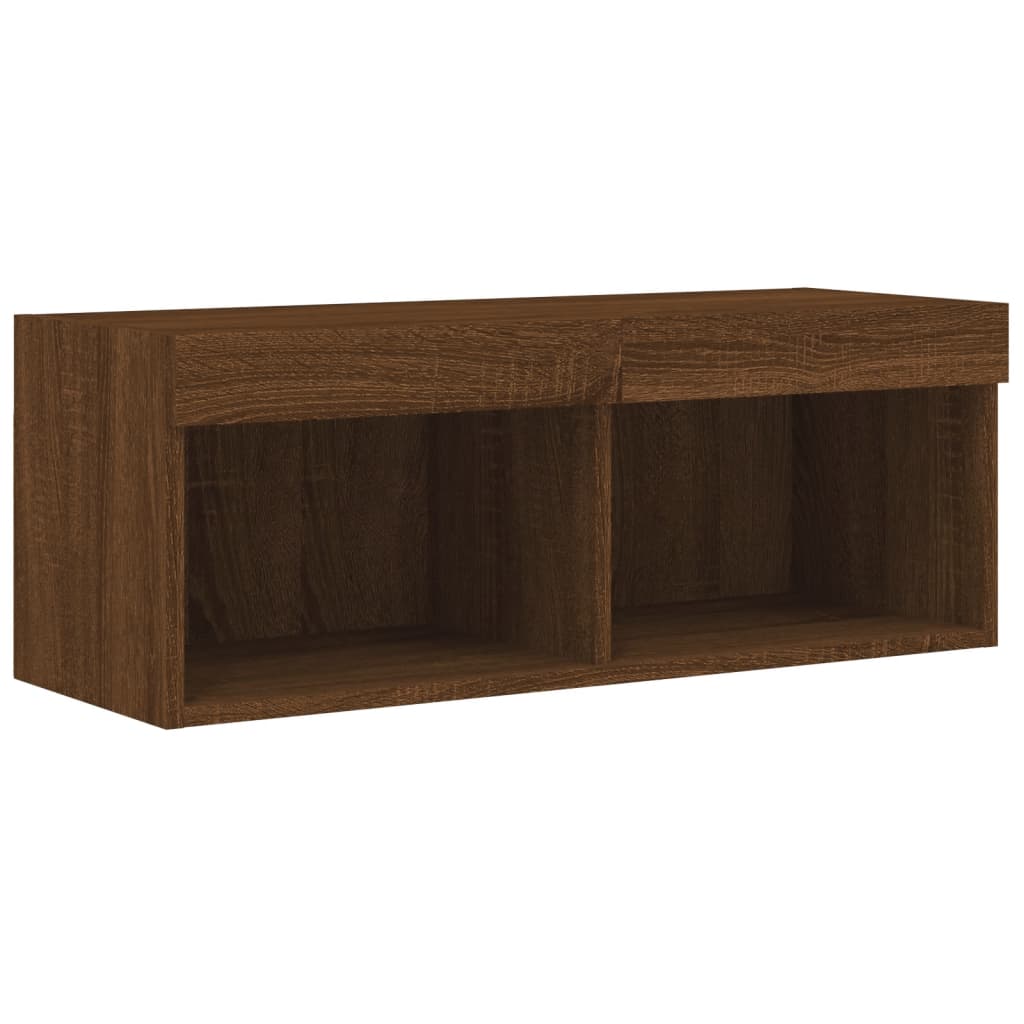 vidaXL TV Cabinet with LED Lights Brown Oak 80x30x30 cm