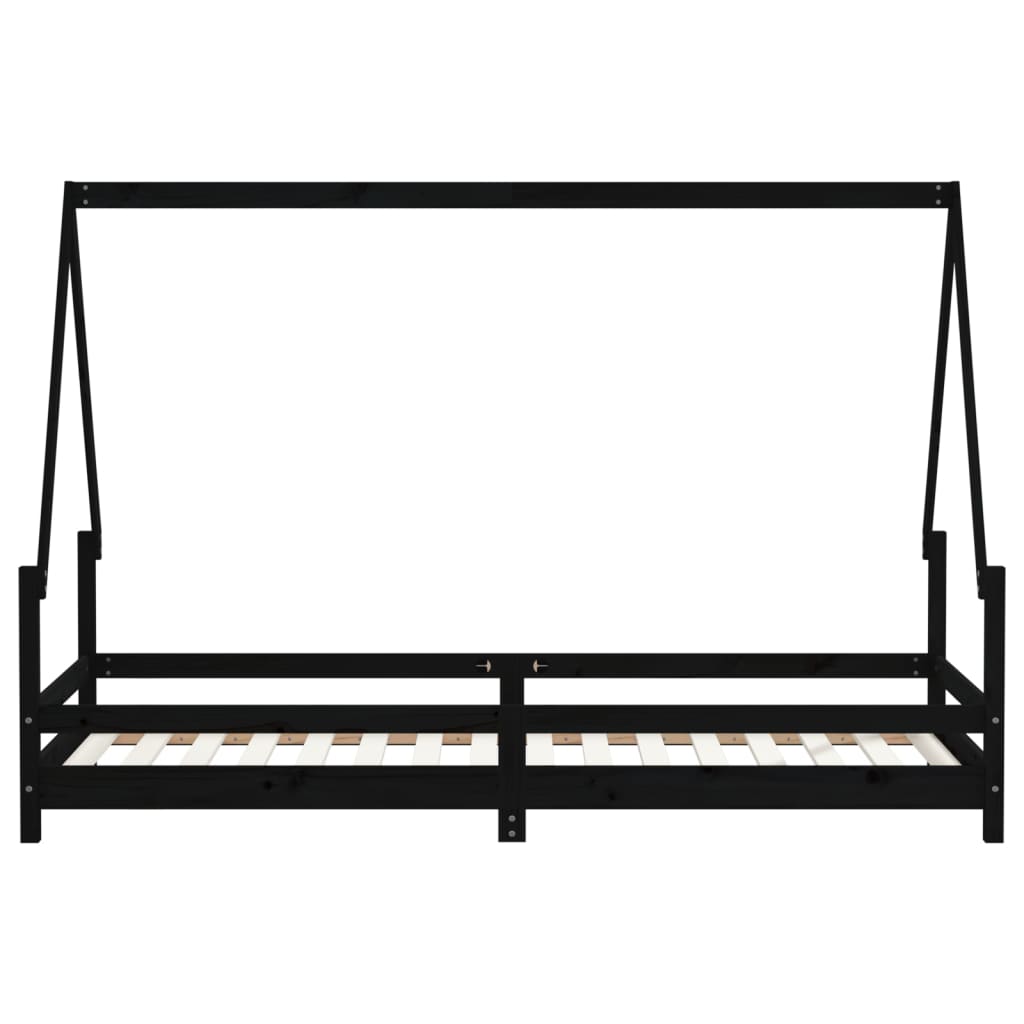 vidaXL Kids Bed Frame Black 90x200 cm Solid Wood Pine