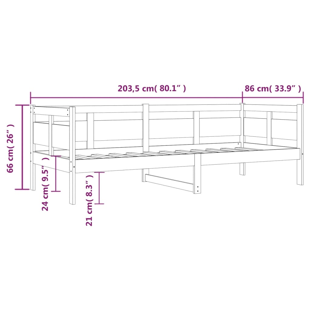 vidaXL Day Bed without Mattress Honey Brown Solid Wood Pine 80x200 cm