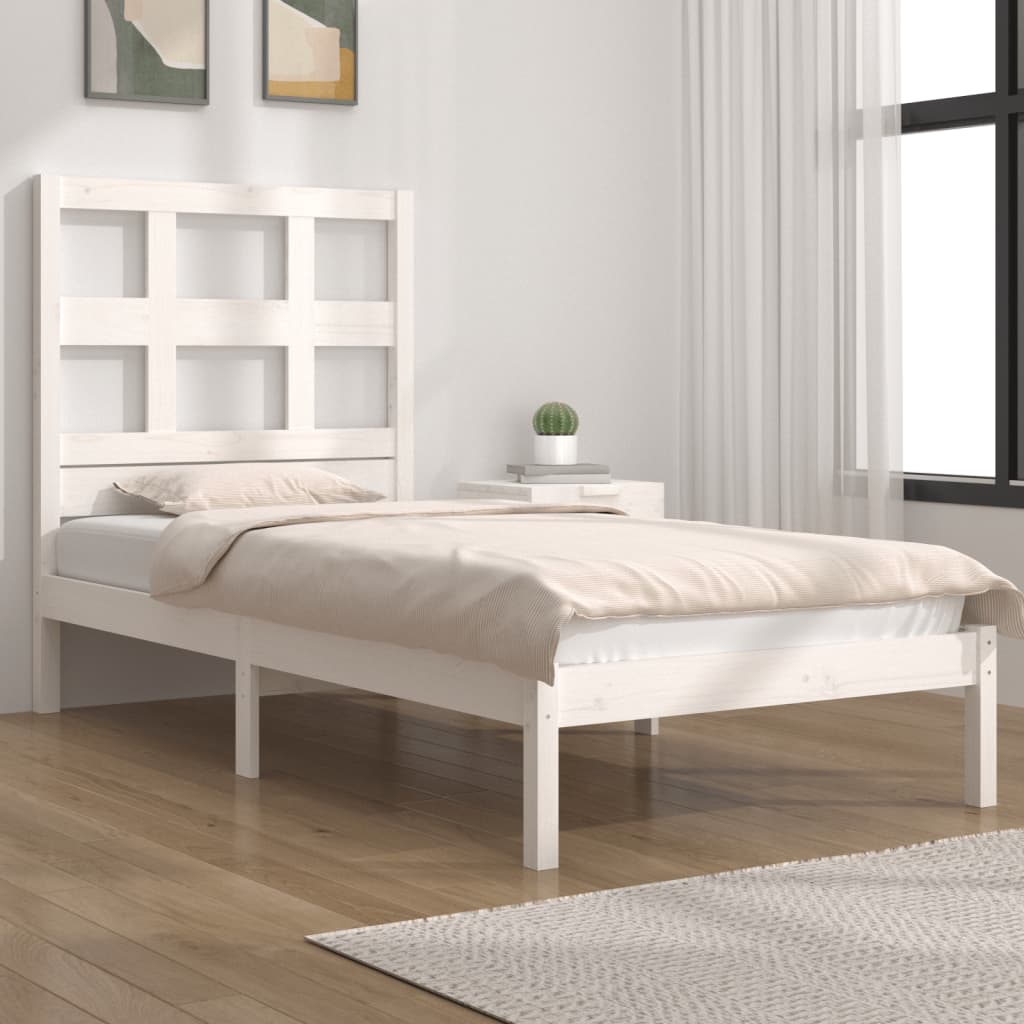 vidaXL Bed Frame without Mattress White 90x200 cm Solid Wood Pine