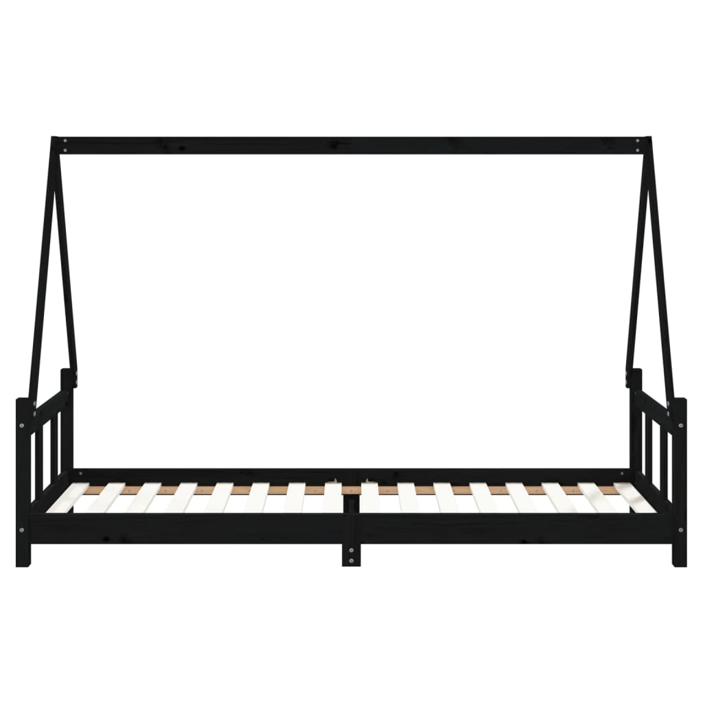 vidaXL Kids Bed Frame Black 90x200 cm Solid Wood Pine