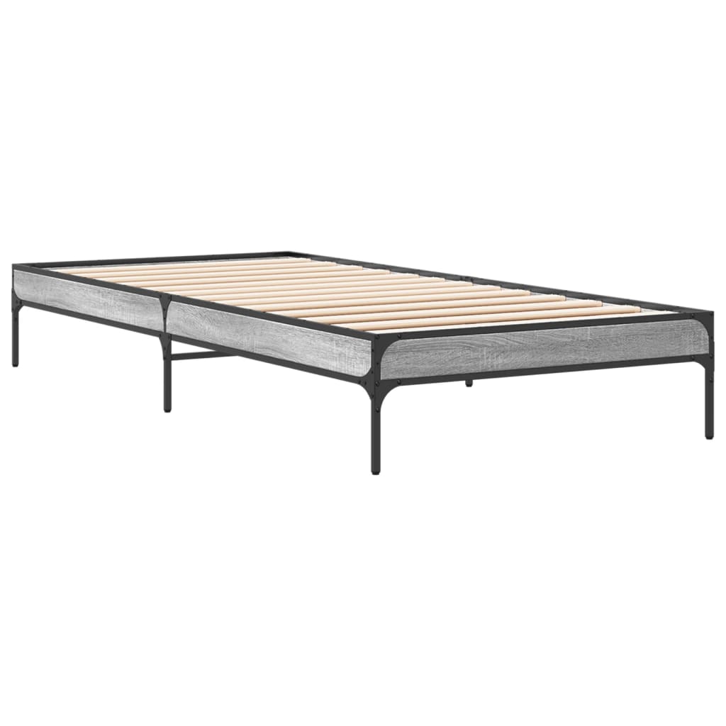 vidaXL Bed Frame without Mattress Grey Sonoma 100x200 cm