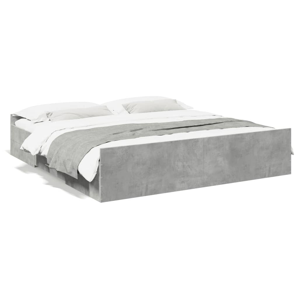 vidaXL Bed Frame with Drawers without Mattress Concrete Grey 180x200 cm Super King