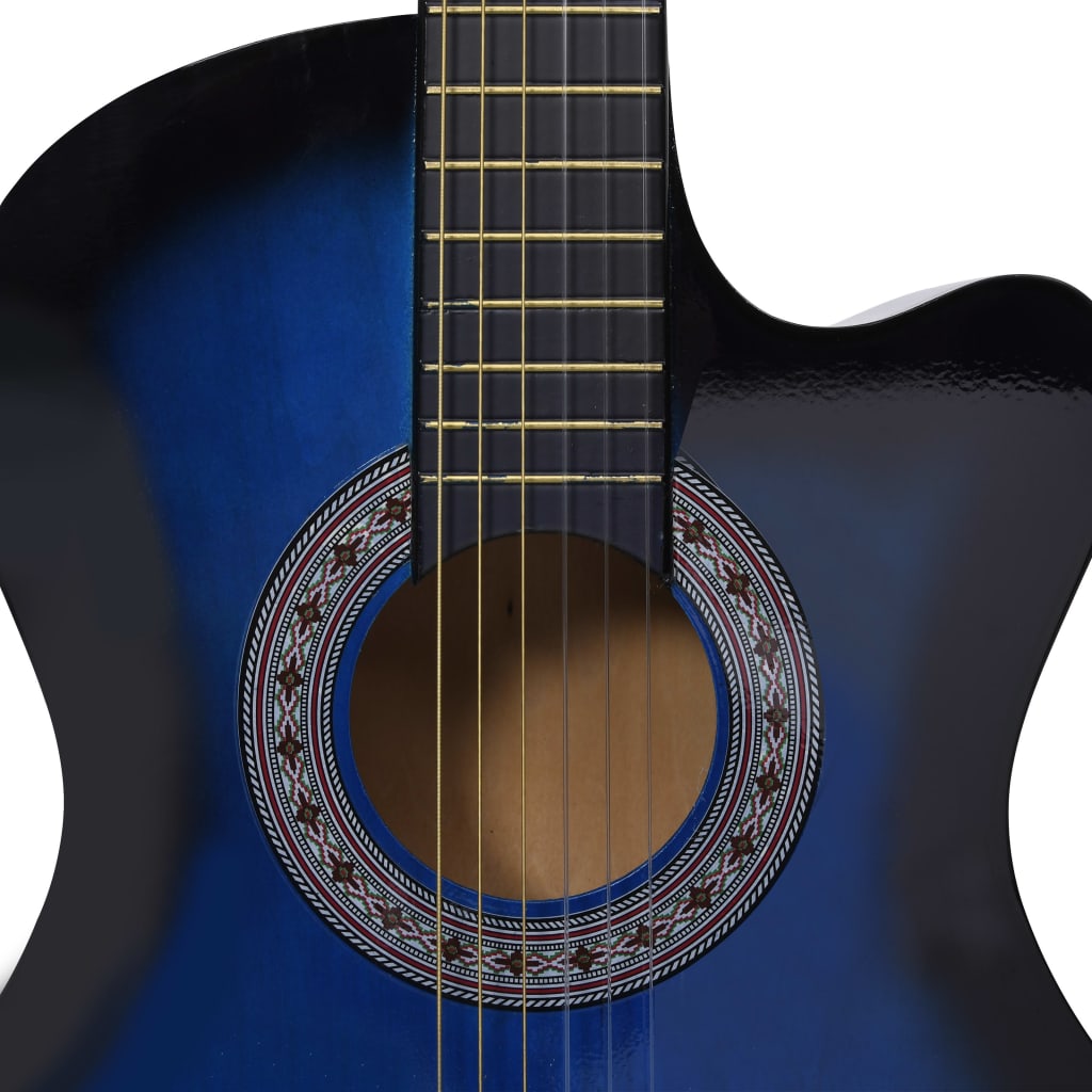 vidaXL Western Classical Cutaway Guitar with 6 Strings Blue Shaded 38