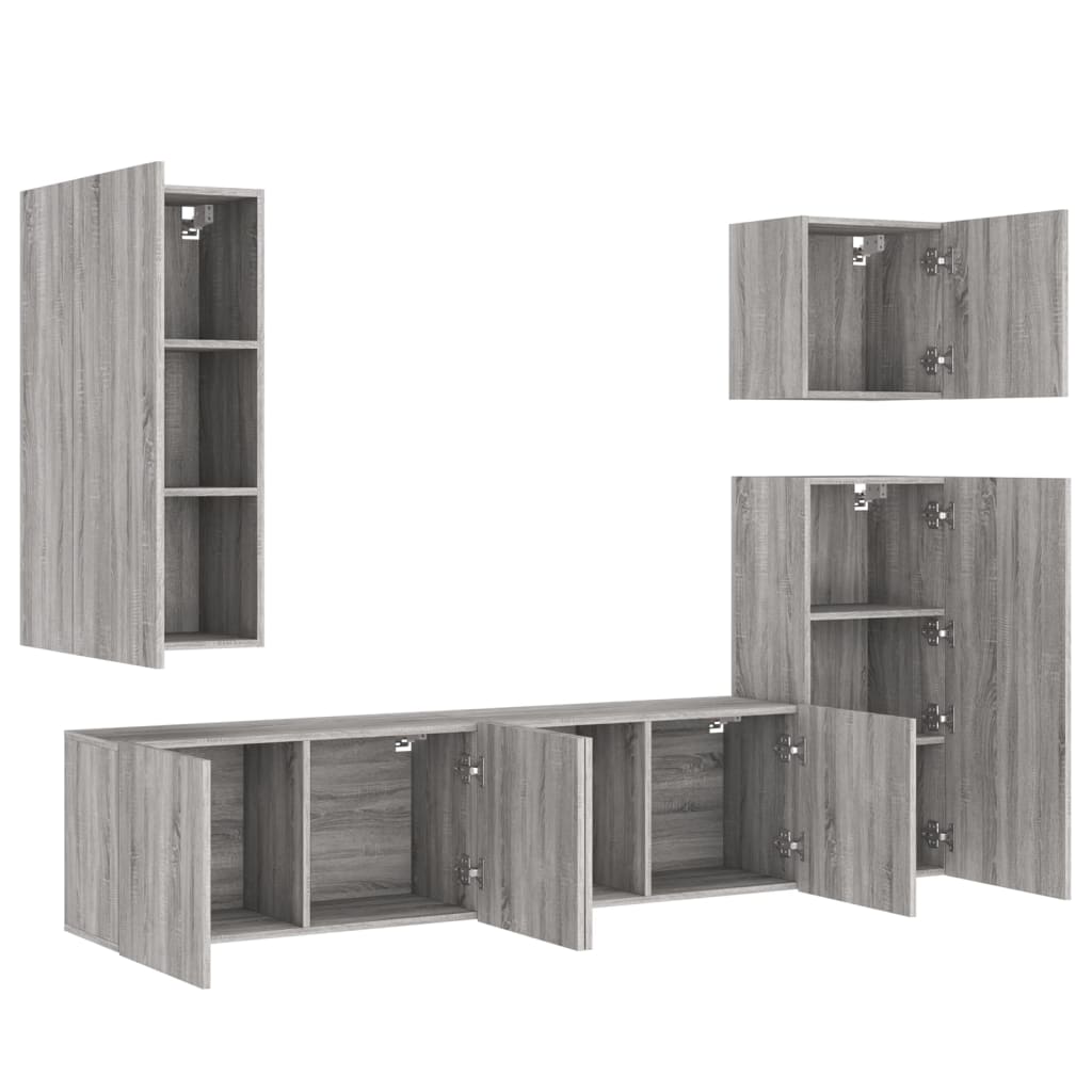 vidaXL 5 Piece TV Wall Units Grey Sonoma Engineered Wood