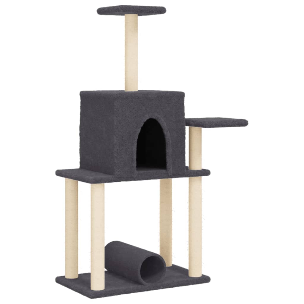 vidaXL Cat Tree with Sisal Scratching Posts Dark Grey 122 cm