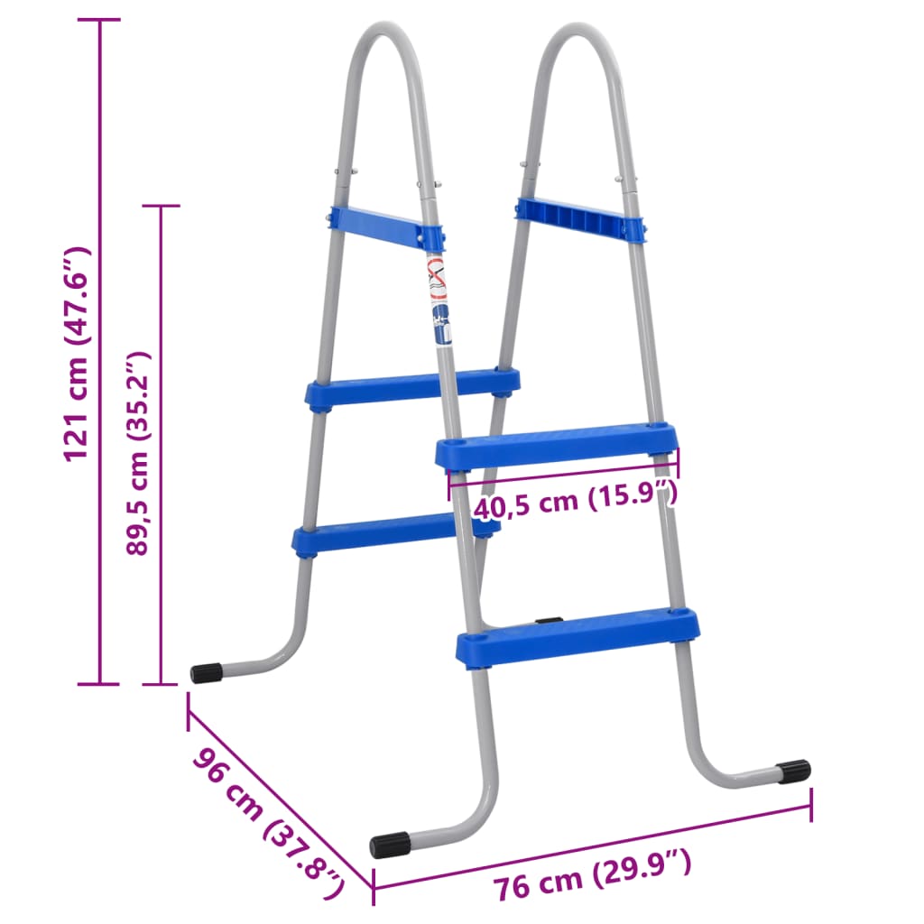 vidaXL Pool Ladder for Above Ground Pool 84 cm Steel and Plastic