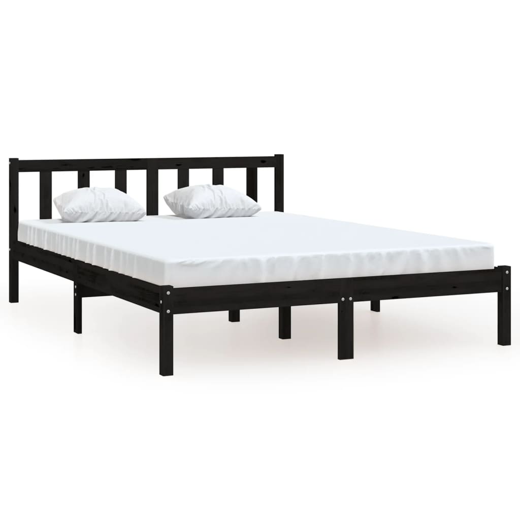 vidaXL Bed Frame without Mattress Black Solid Wood 120x200 cm