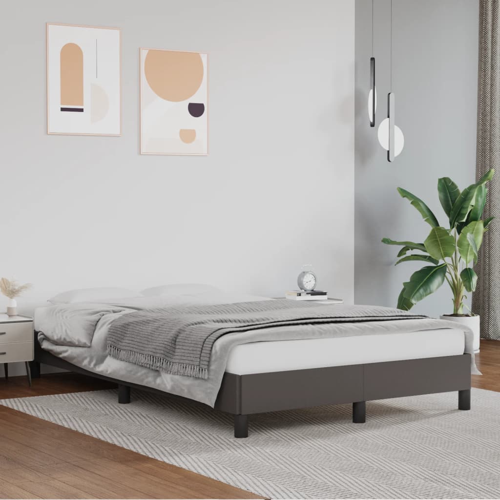 vidaXL Bed Frame without Mattress Grey 120x190 cm Small Double Faux Leather