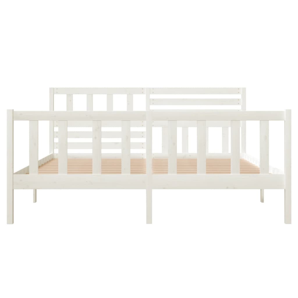 vidaXL Bed Frame without Mattress White Solid Wood 140x190 cm (810063+814145)