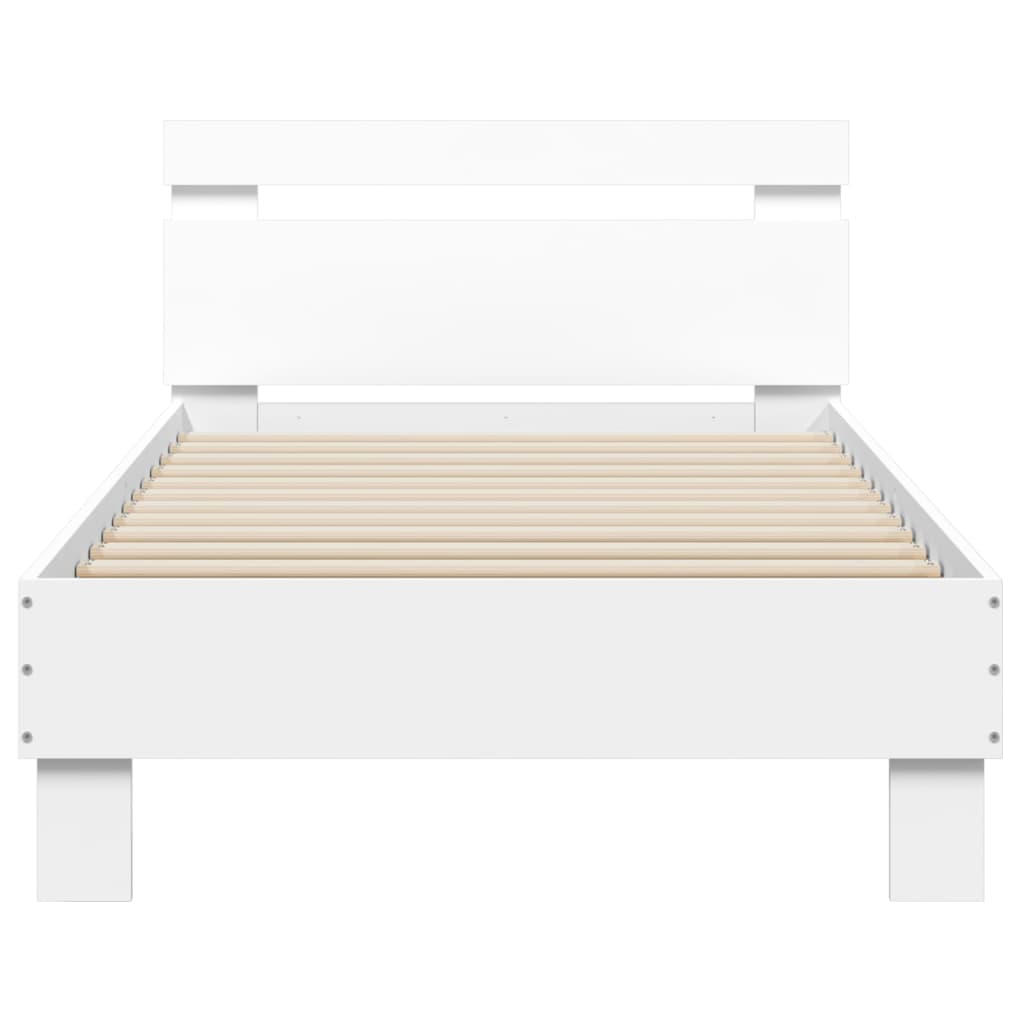 vidaXL Bed Frame without Mattress with Headboard White 90x190 cm Single