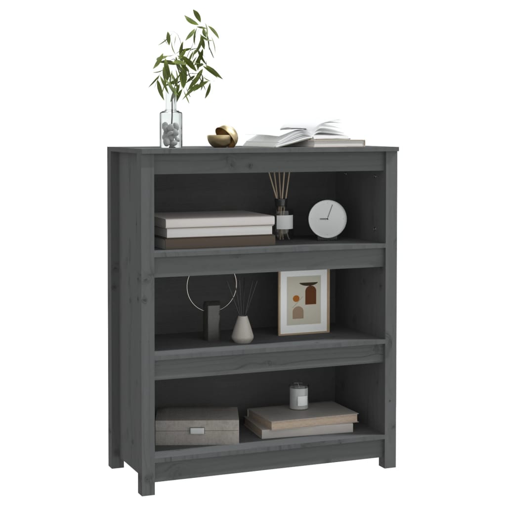 vidaXL Book Cabinet Grey 80x35x97 cm Solid Wood Pine