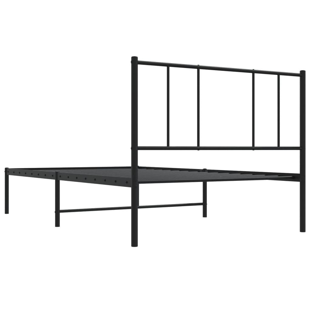 vidaXL Metal Bed Frame without Mattress with Headboard Black 100x190 cm