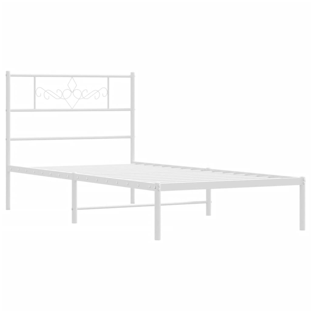 vidaXL Metal Bed Frame without Mattress with Headboard White 100x200 cm