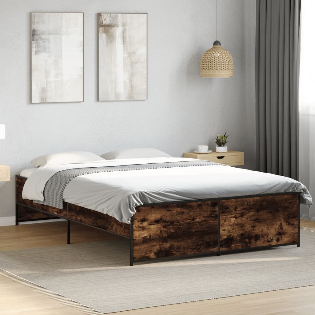 vidaXL Bed Frame without Mattress Smoked Oak 120x190 cm Small Double