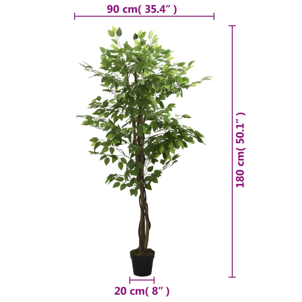 vidaXL Artificial Ficus Tree 1008 Leaves 180 cm Green