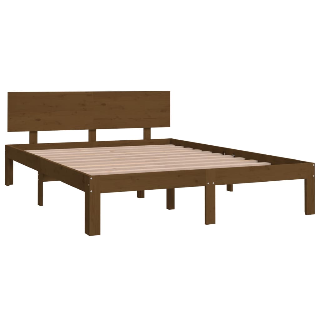 vidaXL Bed Frame Honey Brown Solid Wood 150x200 cm King Size