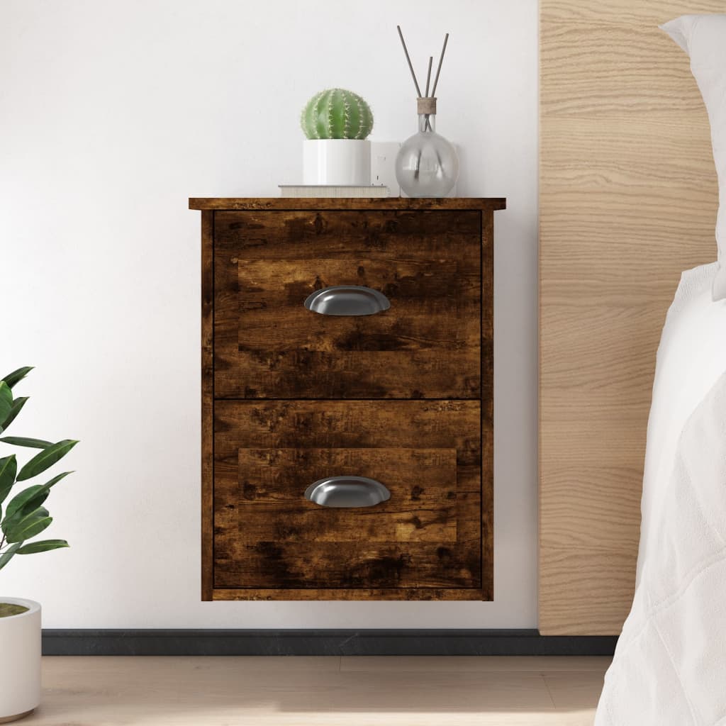 vidaXL Wall-mounted Bedside Cabinets 2 pcs Smoked Oak 41.5x36x53cm