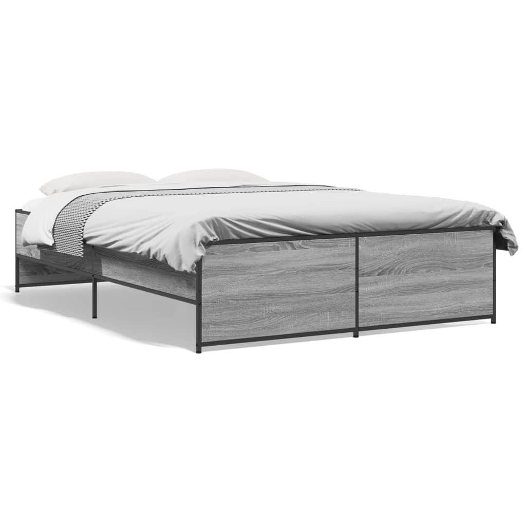 vidaXL Bed Frame without Mattress Grey Sonoma 140x190 cm