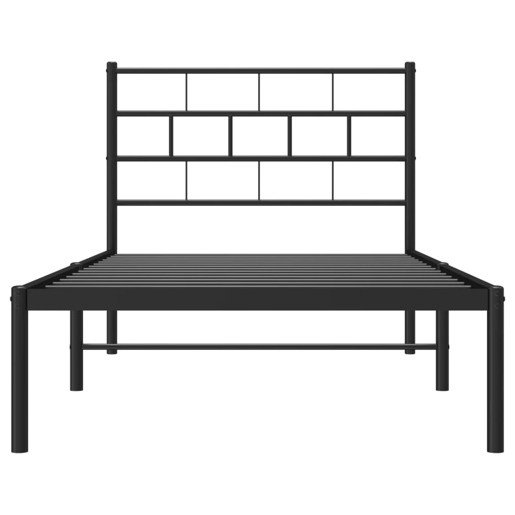 vidaXL Metal Bed Frame without Mattress with Headboard Black 100x200 cm