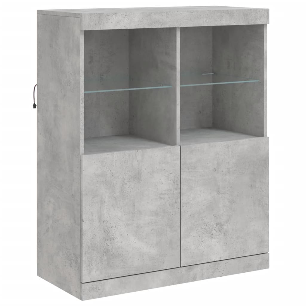 vidaXL Sideboard with LED Lights Concrete Grey 283x37x100 cm