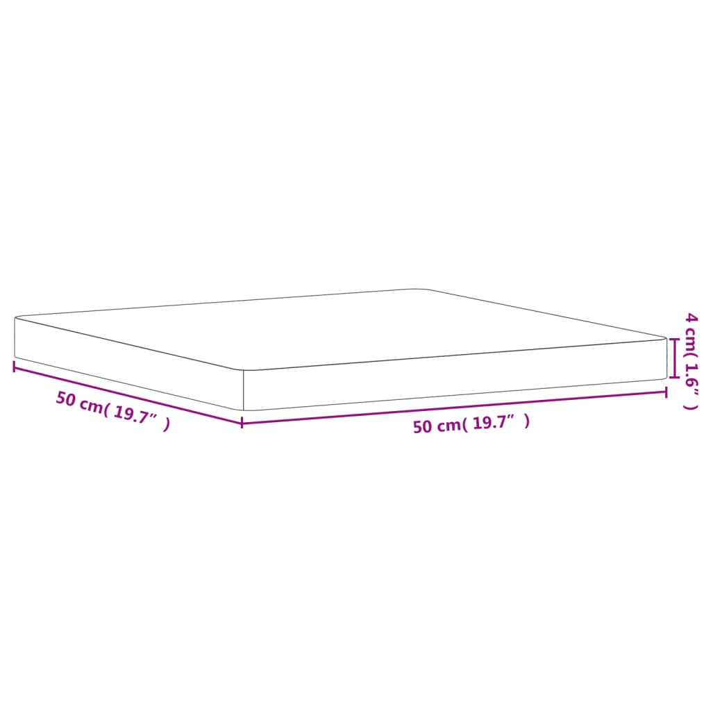 vidaXL Table Top 50x50x4 cm Square Solid Wood Beech