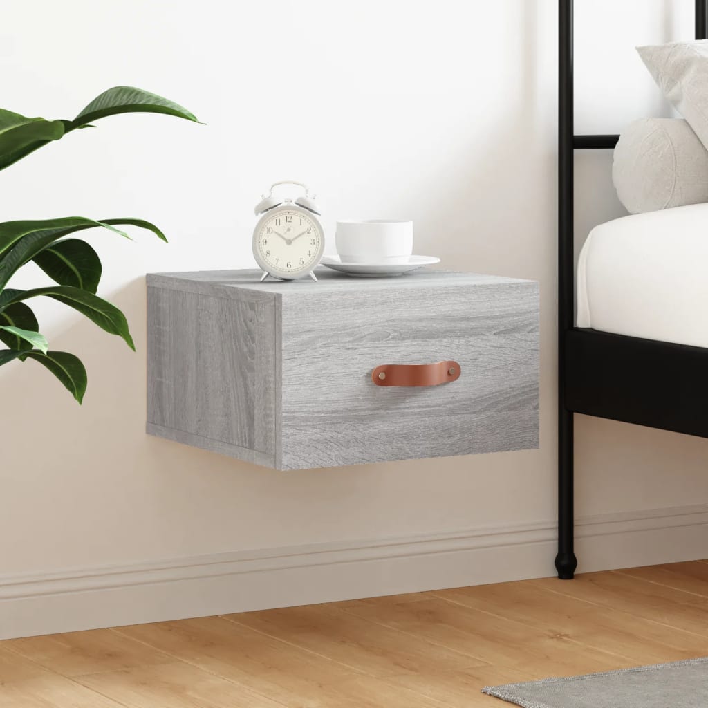 vidaXL Wall-mounted Bedside Cabinet Grey Sonoma 35x35x20 cm