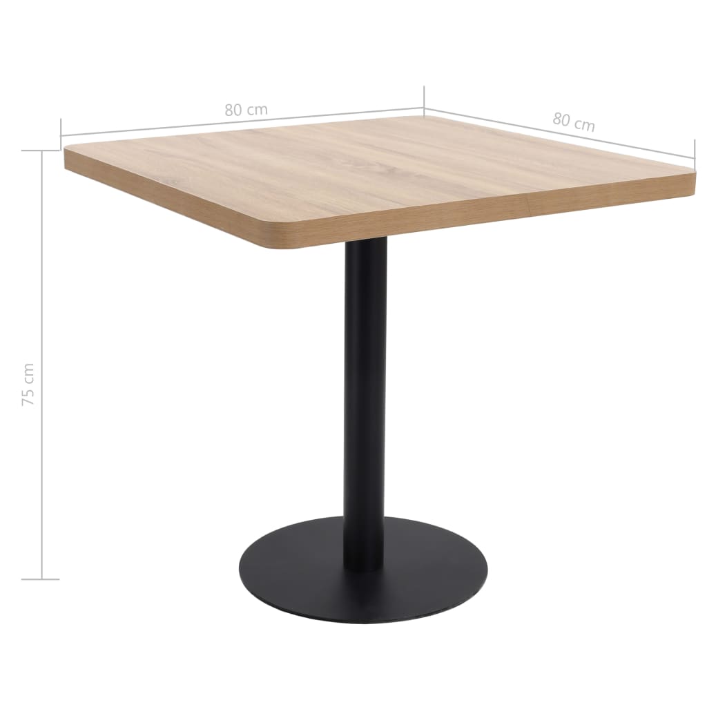 vidaXL Bistro Table Light Brown 80X80 cm MDF