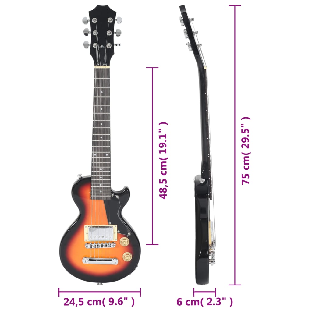 vidaXL Electric Guitar for Kids with Bag Brown and Black 3/4 30"