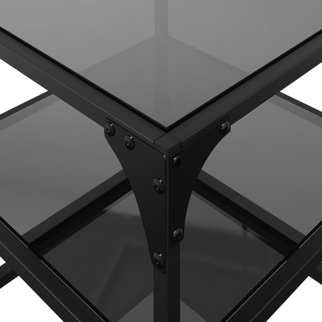 vidaXL Coffee Tables with Black Glass Top 2 pcs 40x40x45 cm Steel