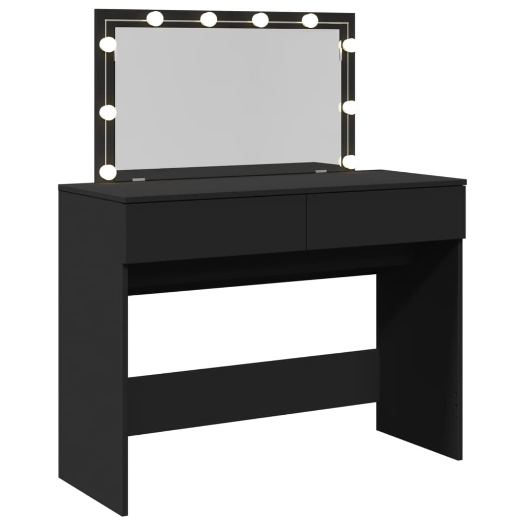 vidaXL Dressing Table with LED Black 100x40x120 cm