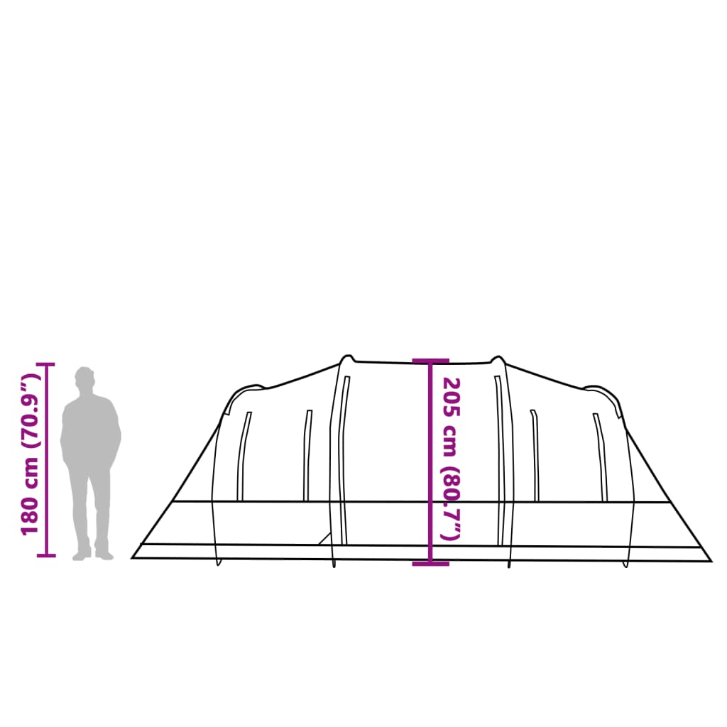 vidaXL Family Tent Tunnel 6-Person Grey Waterproof