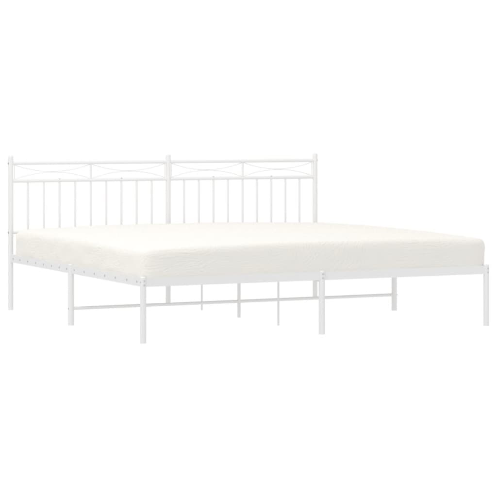 vidaXL Metal Bed Frame without Mattress with Headboard White 193x203 cm