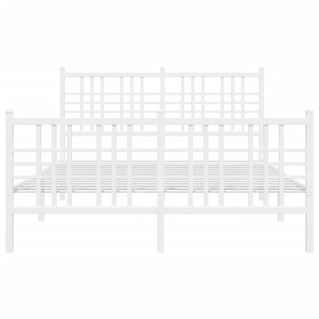 vidaXL Metal Bed Frame without Mattress with Footboard White 140x200 cm