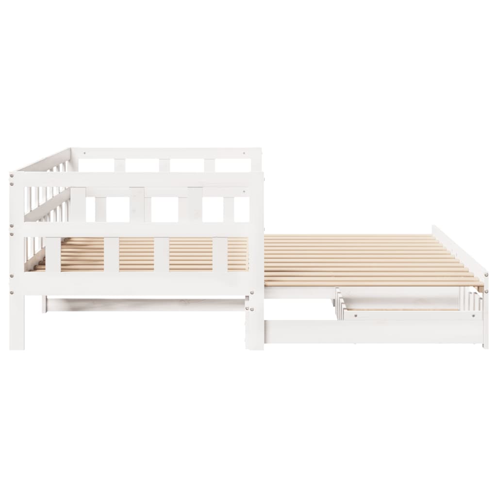 vidaXL Daybed with Trundle and Drawers without Mattress White 90x200 cm