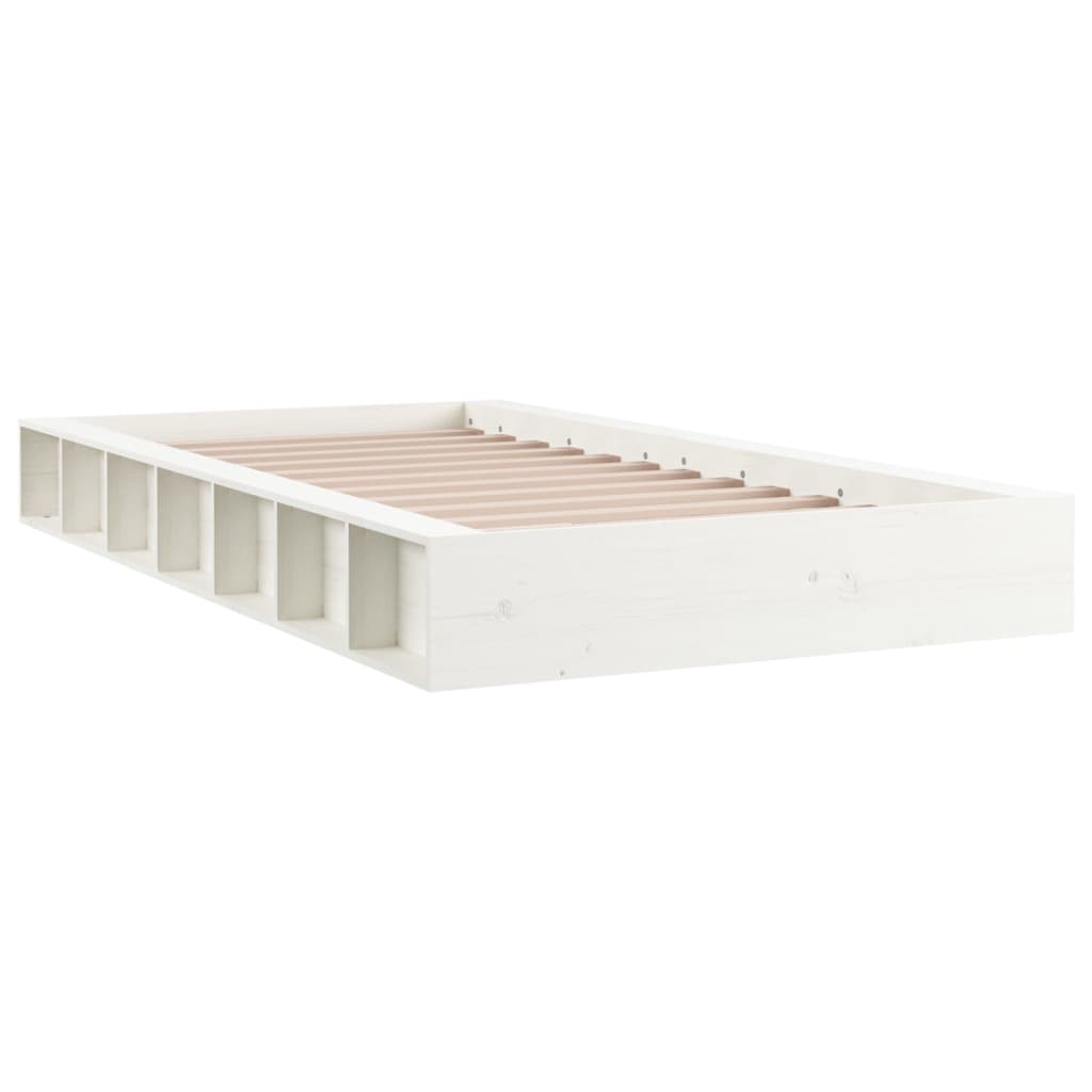 vidaXL Bed Frame without Mattress White 75x190 cm Small Single Solid Wood