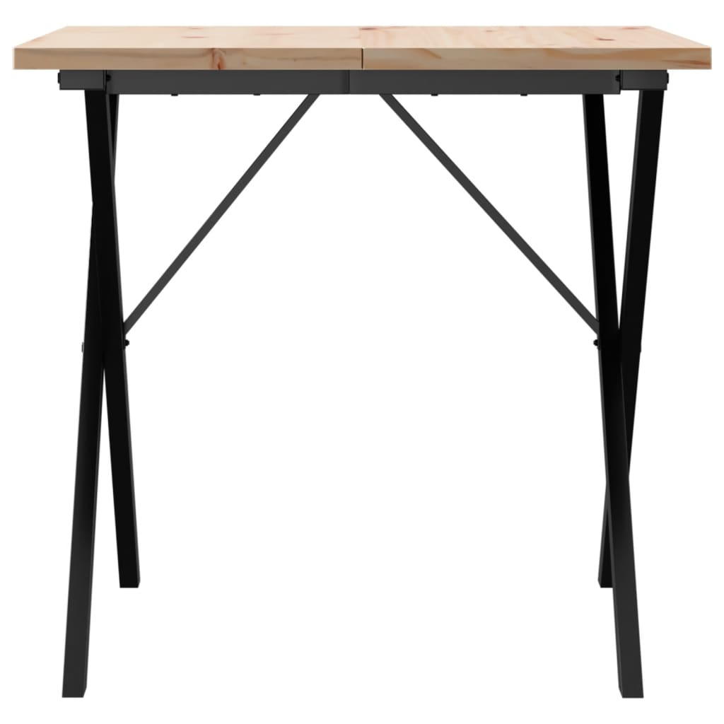 vidaXL Dining Table X-Frame 90x90x75.5 cm Solid Wood Pine and Cast Iron