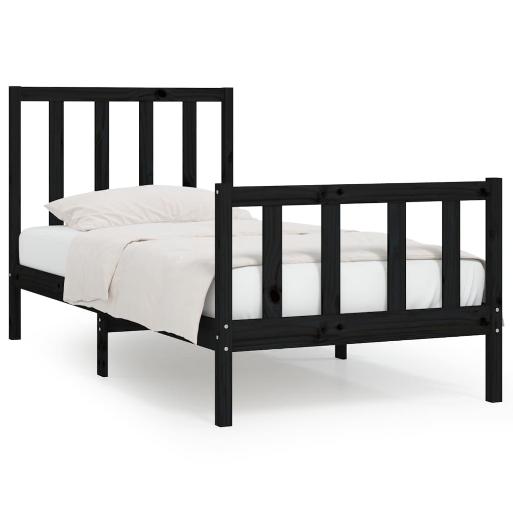 vidaXL Bed Frame without Mattress Black 100x200 cm Solid Wood