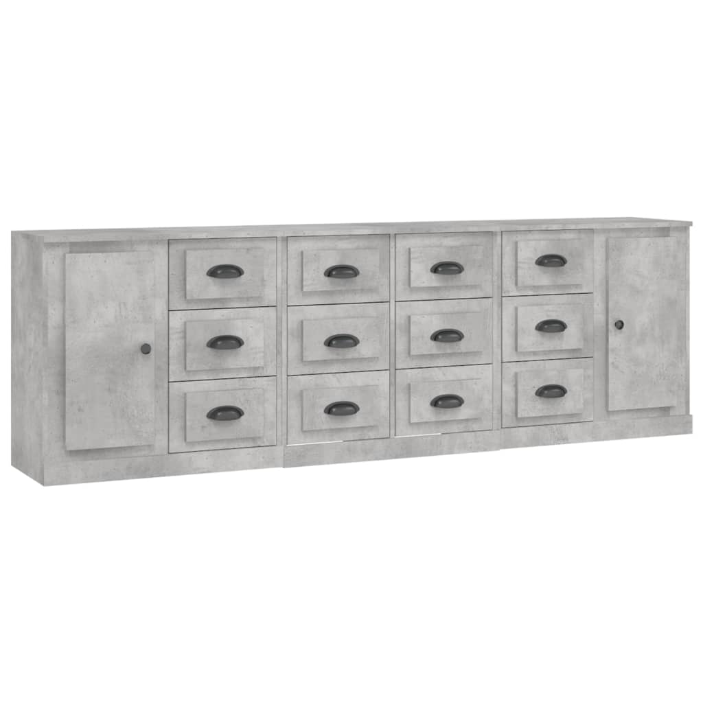 vidaXL Sideboards 3 pcs Concrete Grey Engineered Wood