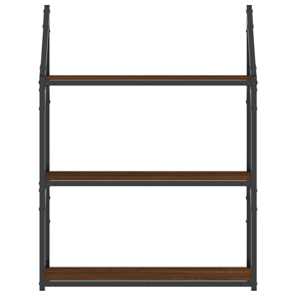 vidaXL 3-Tier Wall Shelf Brown Oak 60x21x78.5 cm Engineered Wood