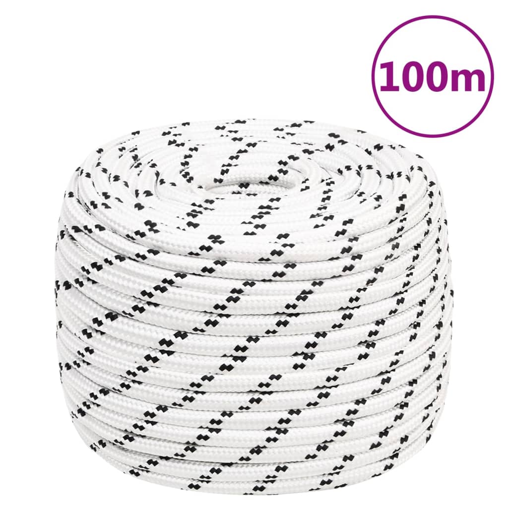 vidaXL Braided Boat Rope White 14 mmx100 m Polyester