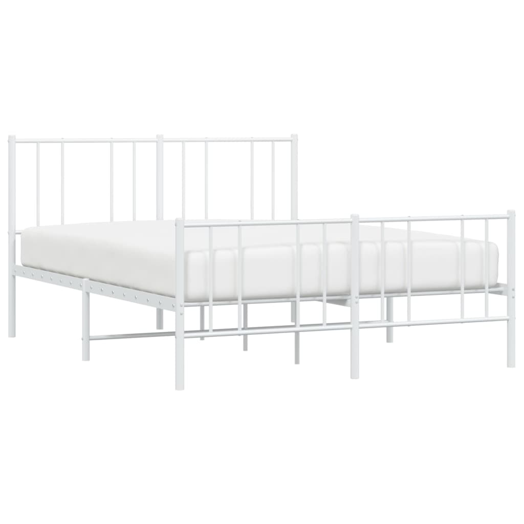 vidaXL Metal Bed Frame without Mattress with Footboard White 150x200 cm King Size