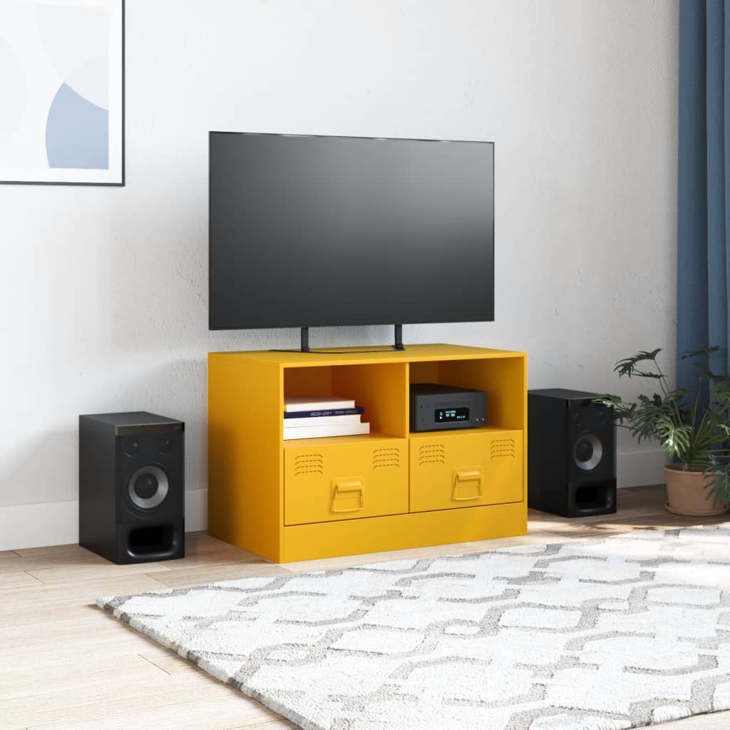 vidaXL TV Cabinet Mustard Yellow 67x39x44 cm Steel