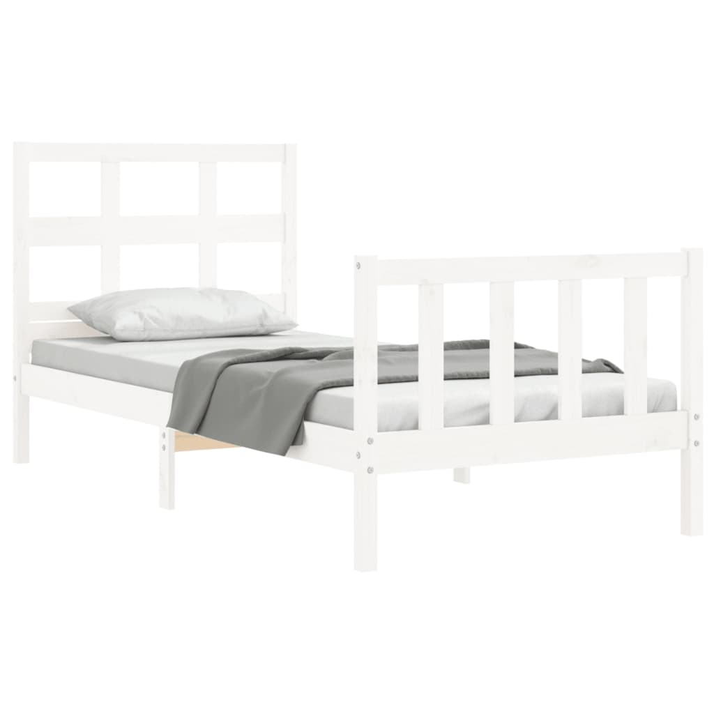 vidaXL Bed Frame without Mattress White Small Single Solid Wood Pine